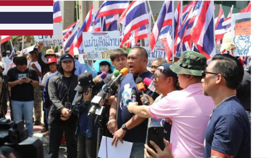 カンボジア大使館前で200人が抗議、「タイの主権を尊重すべき」と要求